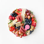 Load image into Gallery viewer, cheese and charcuterie board with mocha honey and fruits
