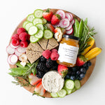 Load image into Gallery viewer, vegan cheese platter with fruits, vegetables and jam
